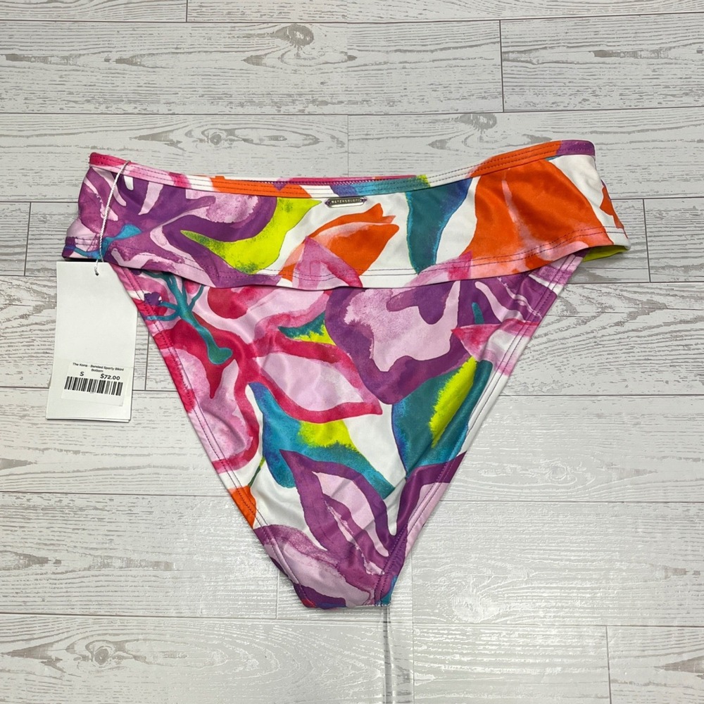 Kenny Flowers Watercolors The Kona Banded Sporty Bikini Bottom Floral Multi S - Picture 2 of 8
